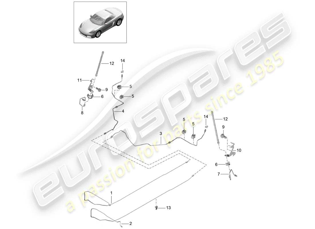 porsche 718 boxster (2019) brake line part diagram