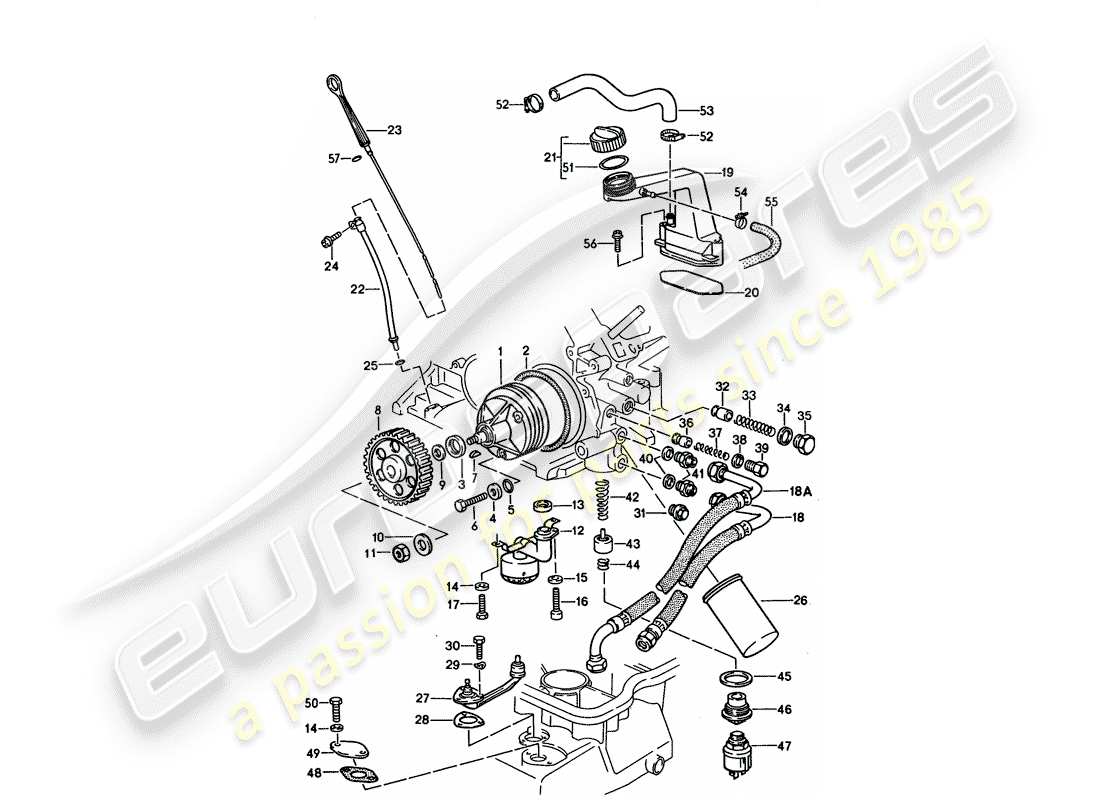 porsche 928 (1992) engine lubrication part diagram