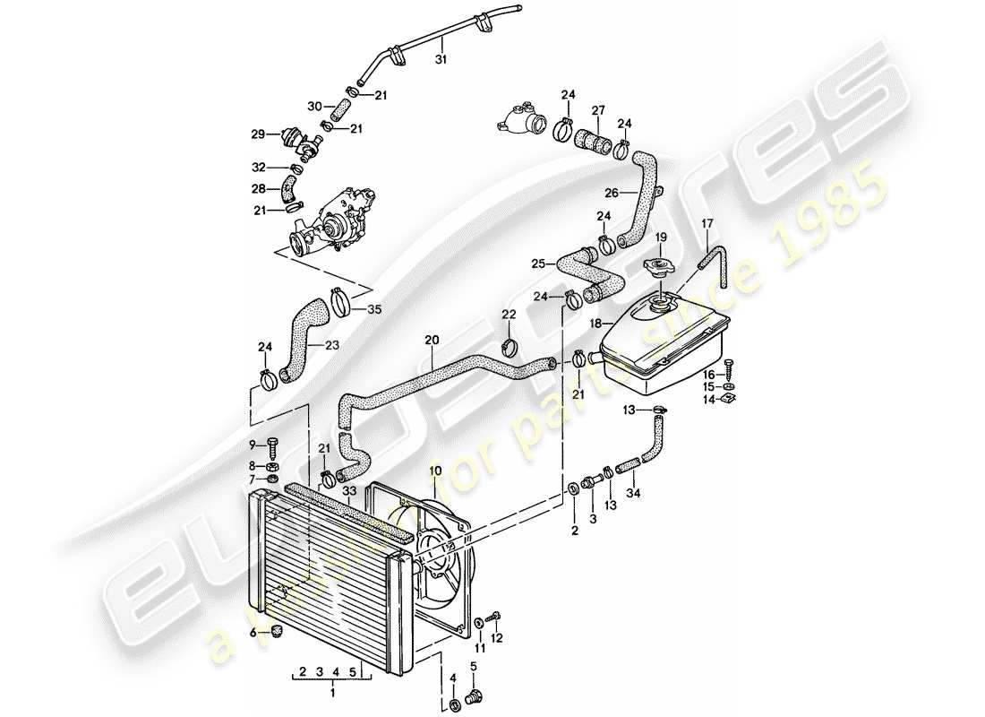 porsche 944 (1988) water cooling part diagram