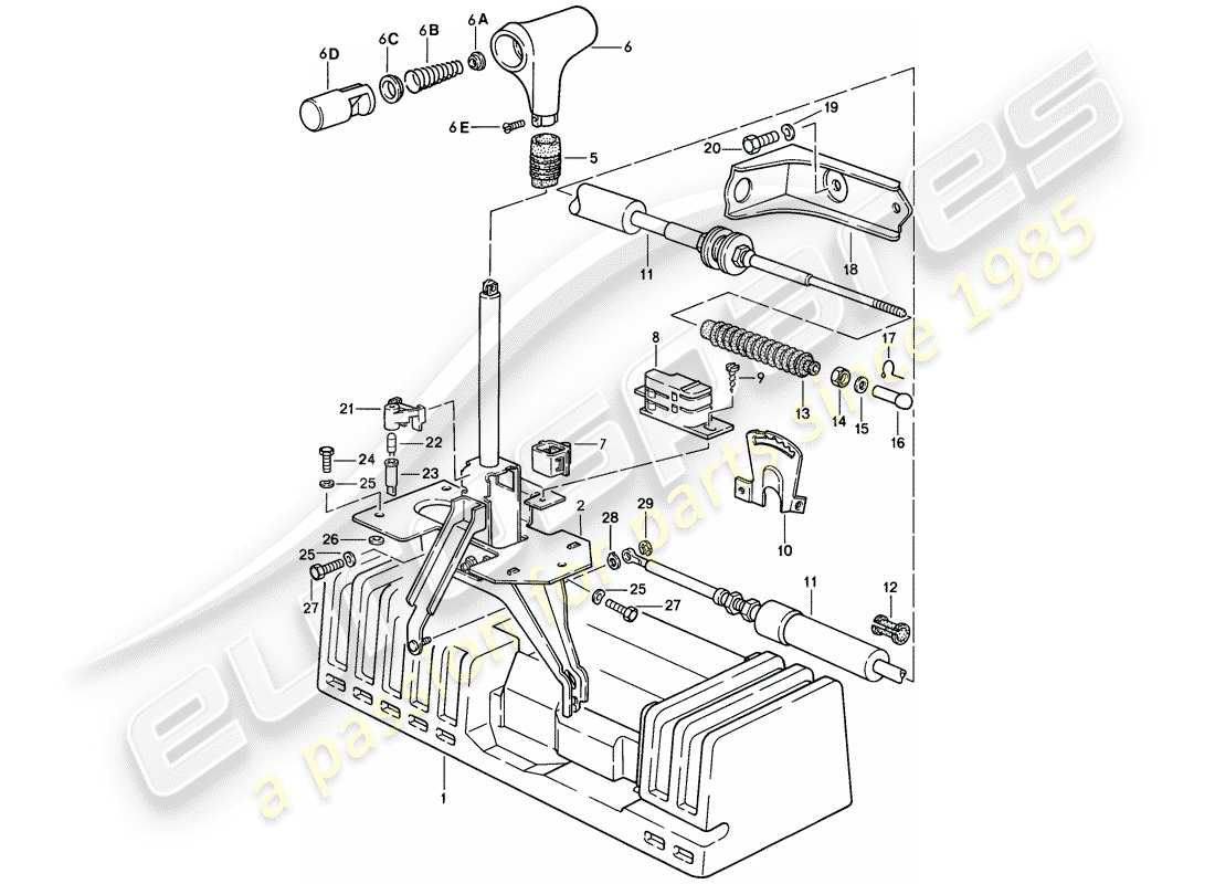 porsche 944 (1988) actuator - for - automatic transmission part diagram