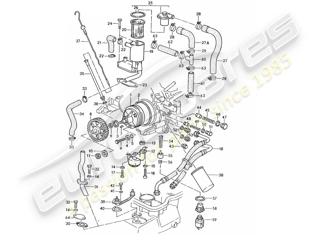 porsche 928 (1984) engine lubrication part diagram