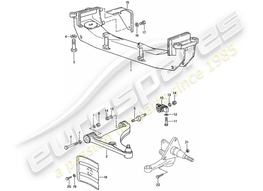 porsche 944 (1988) track control arm - cross member part diagram