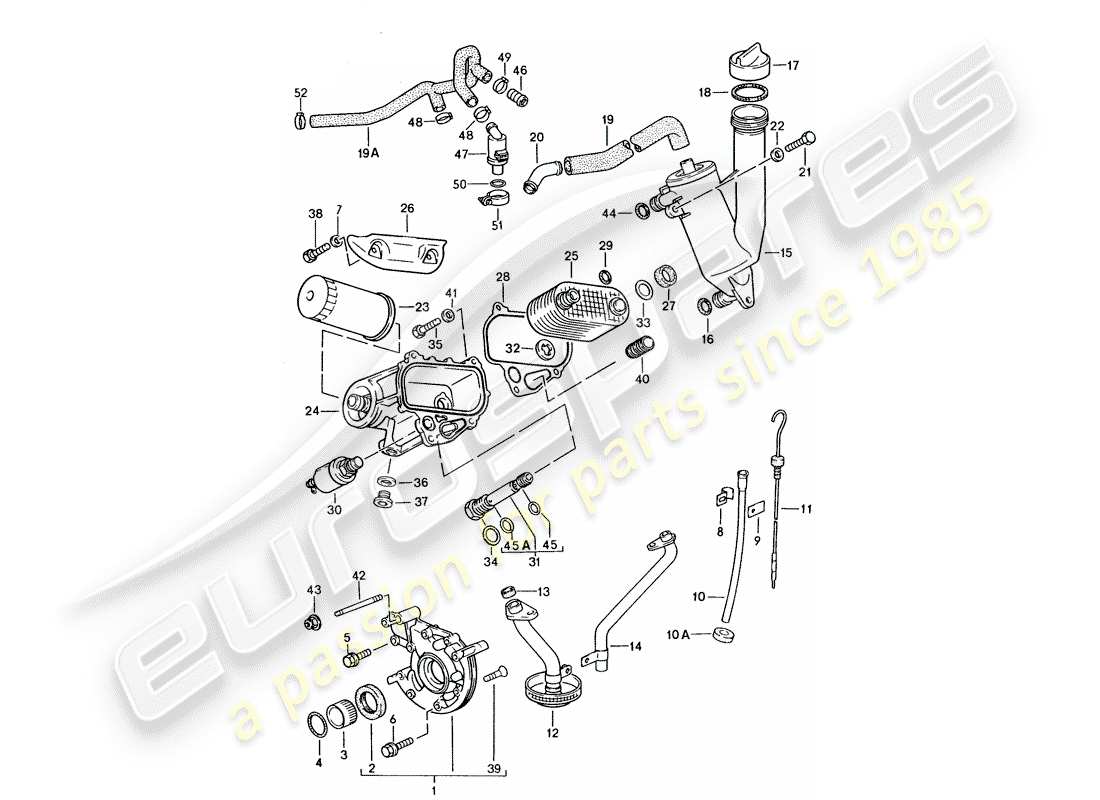 porsche 944 (1988) engine lubrication part diagram