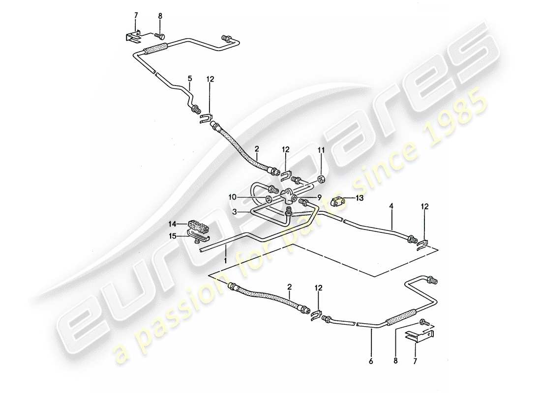 porsche 968 (1992) brake lines part diagram