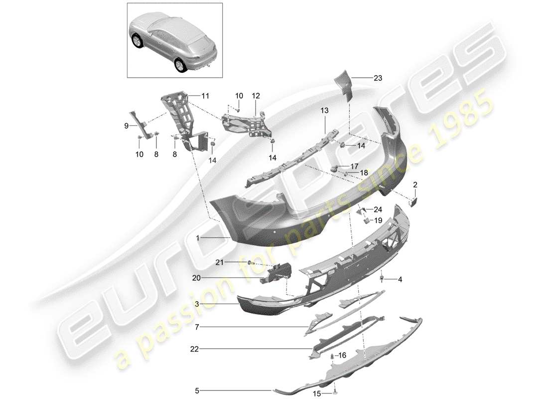 porsche macan (2014) bumper part diagram