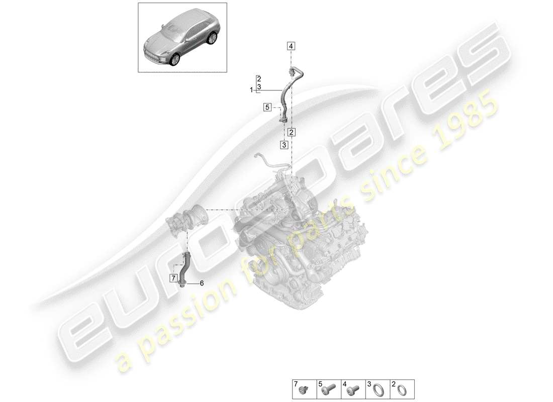 porsche macan (2019) oil pressure line part diagram