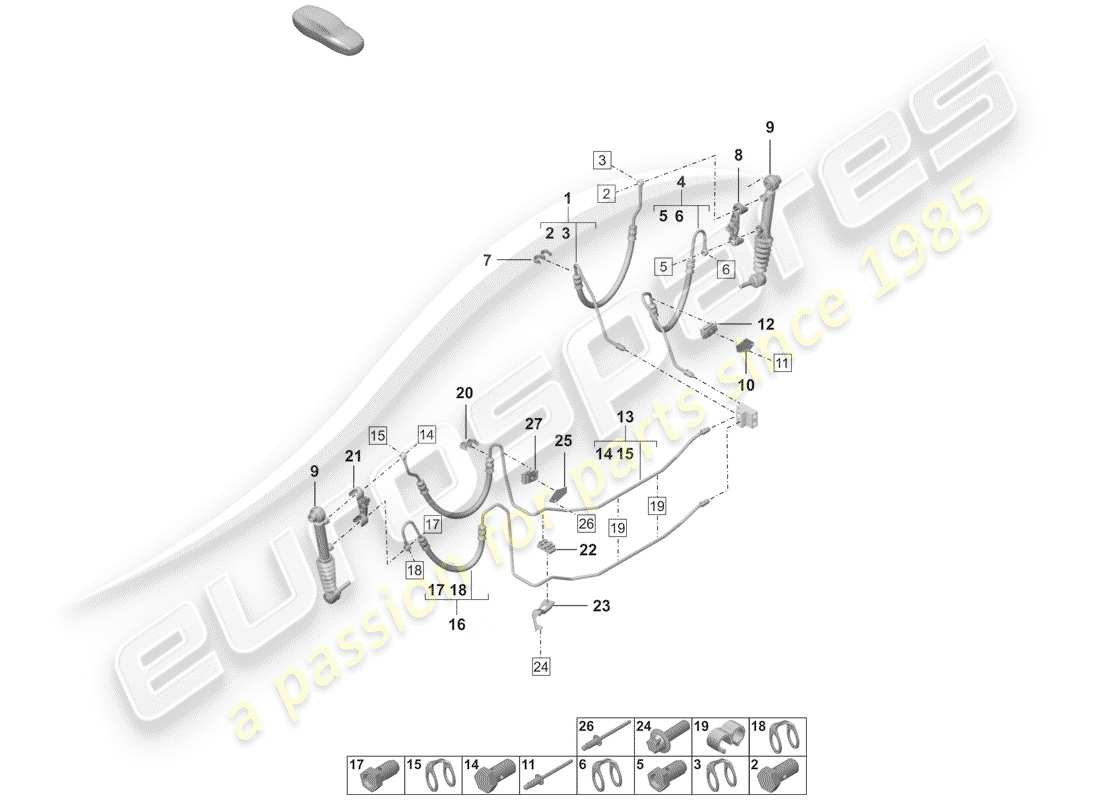 porsche 2020 hydraulic line part diagram