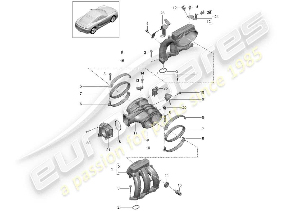 porsche cayman 981 (2015) intake air distributor part diagram