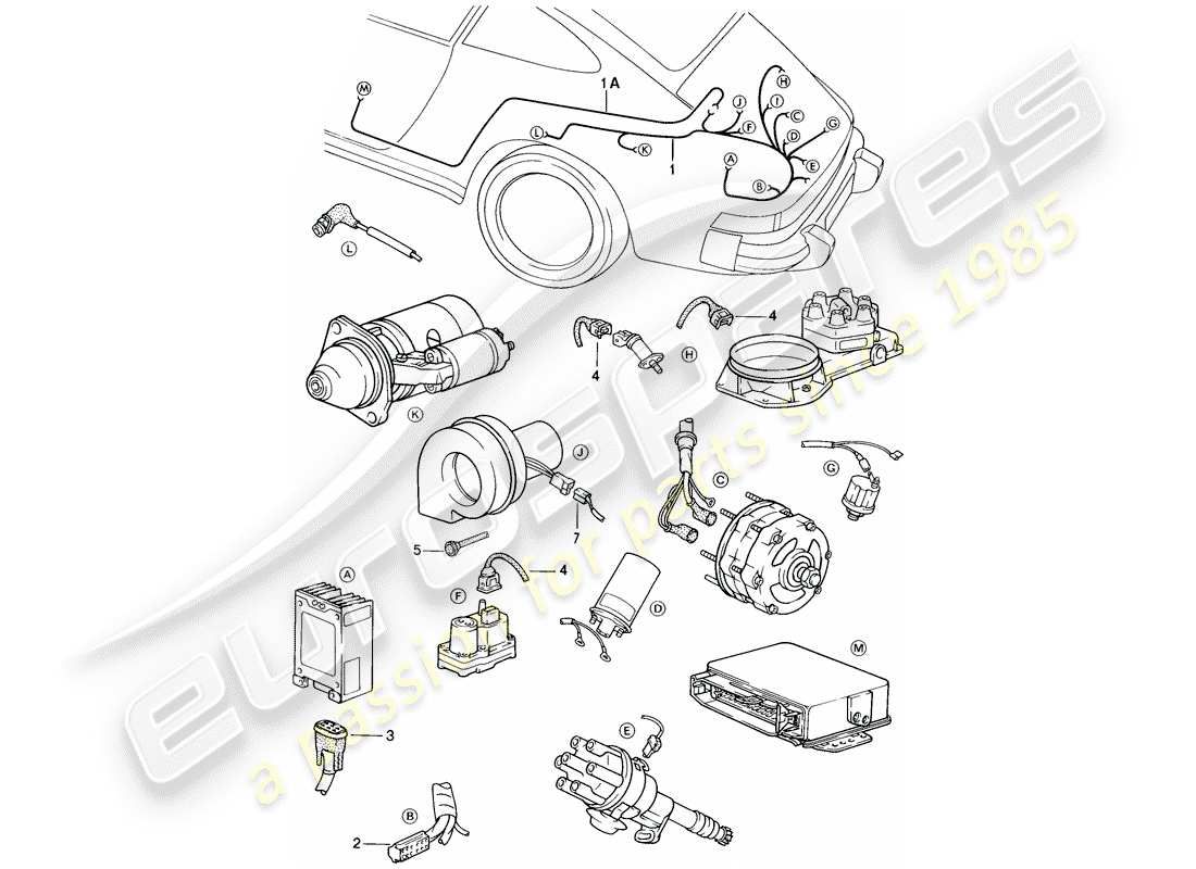 porsche 911 (1986) wiring harnesses - engine part diagram