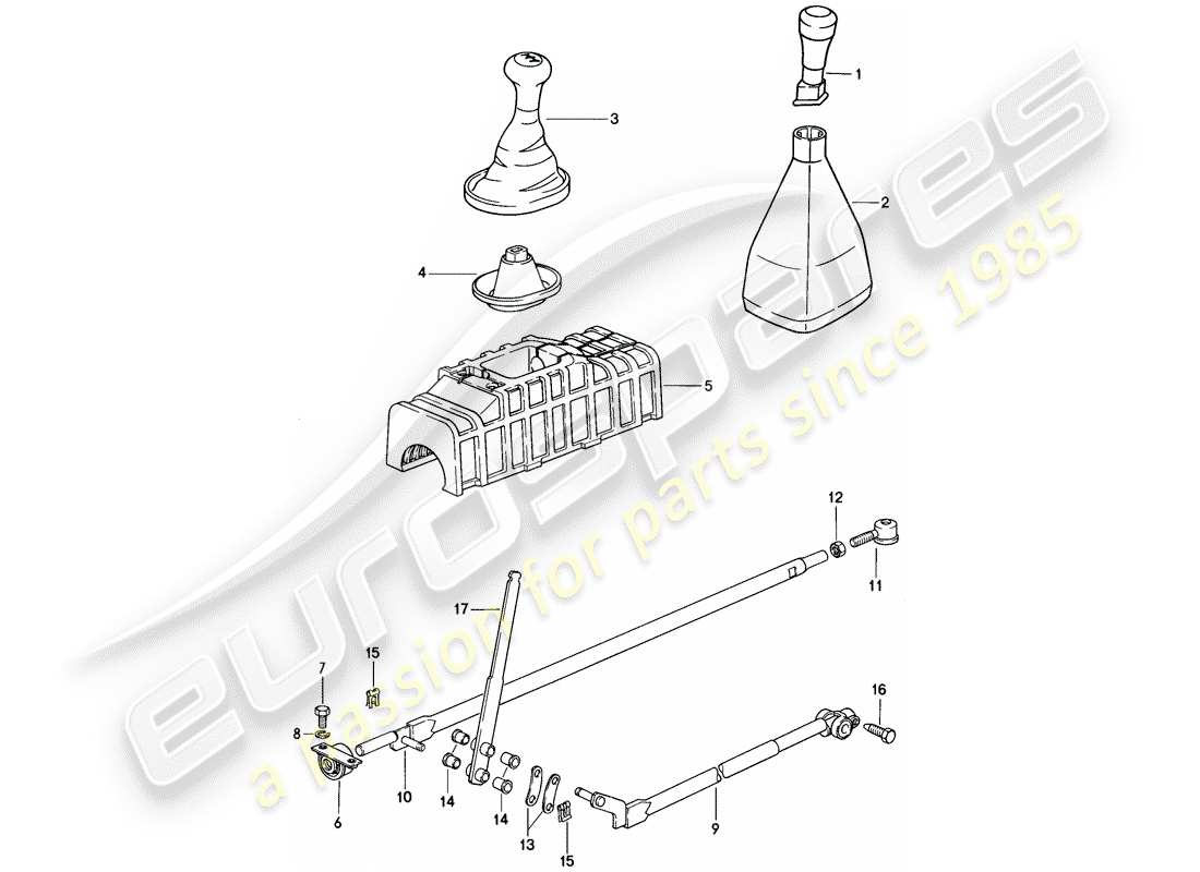 porsche 924 (1977) shift mechanism - manual gearbox part diagram