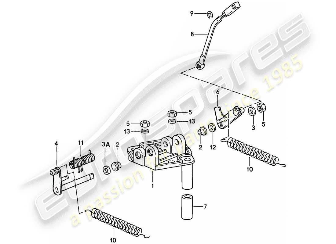 porsche 911 (1986) throttle linkage - bracket part diagram