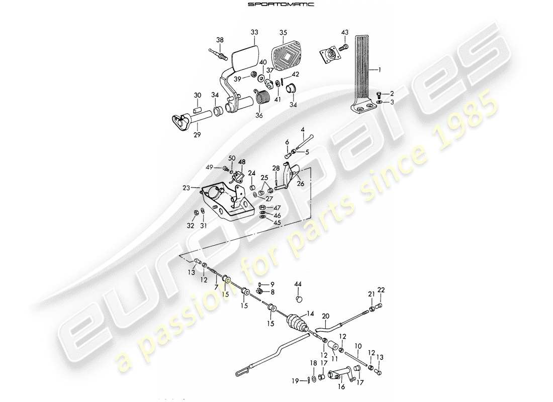 porsche 911/912 (1968) pedals part diagram