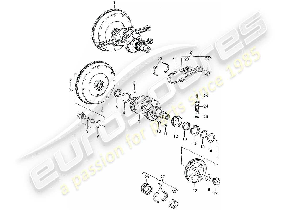 porsche 911/912 (1969) crankshaft - and - connecting rods part diagram