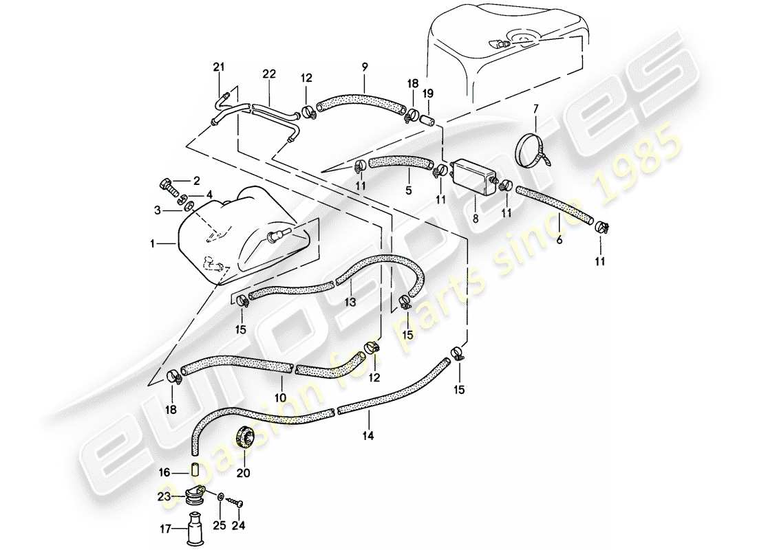 porsche 911 (1987) tank ventilation part diagram