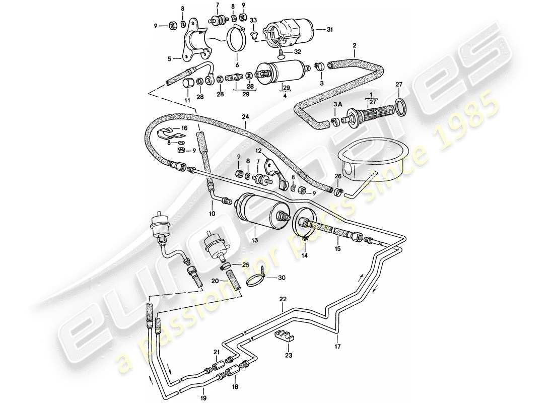 porsche 944 (1983) fuel system part diagram