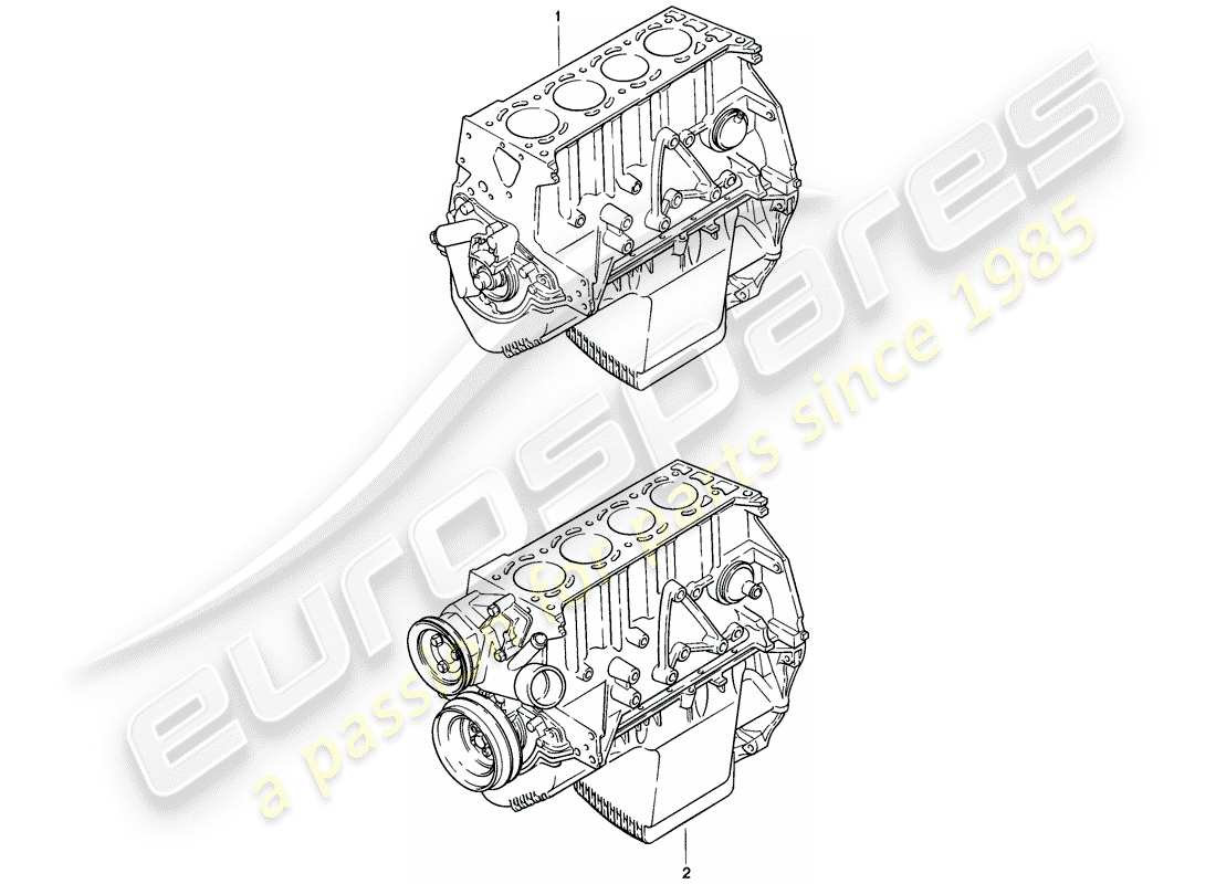 porsche 924 (1978) short engine - with: - crankshaft - piston - oil pump part diagram