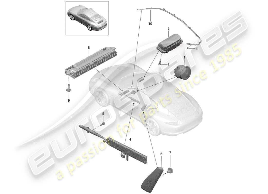 porsche 991 gen. 2 (2017) airbag part diagram