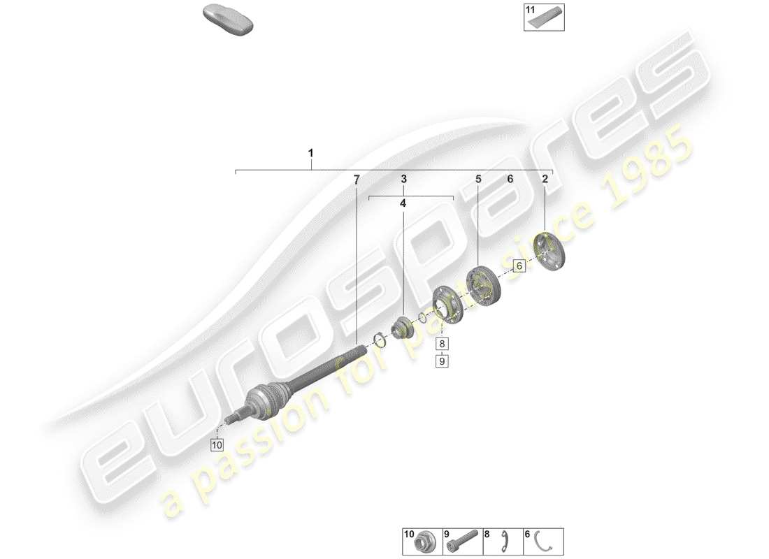 porsche 2019 drive shaft part diagram