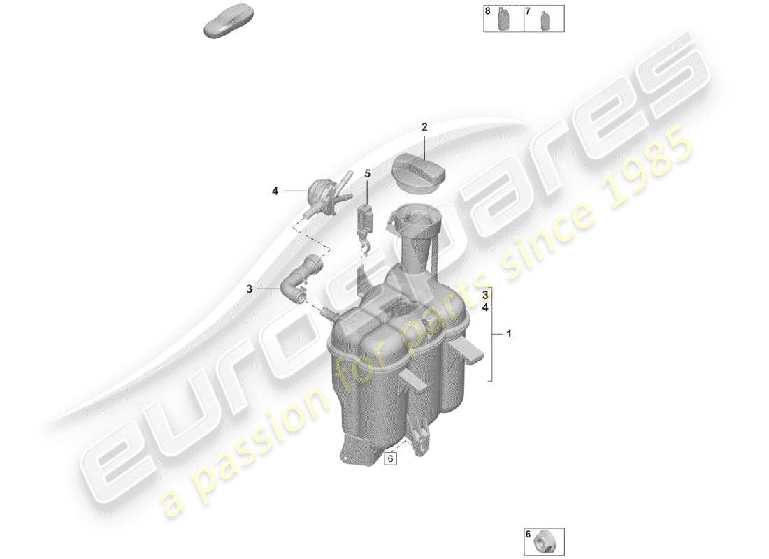 porsche 2019 coolant expansion tank part diagram