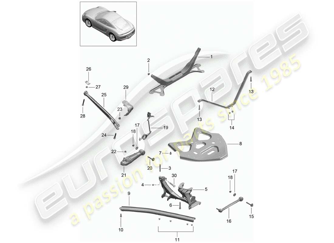 porsche cayman 981 (2015) rear axle part diagram