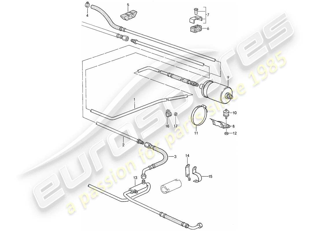 porsche 959 (1987) fuel system part diagram