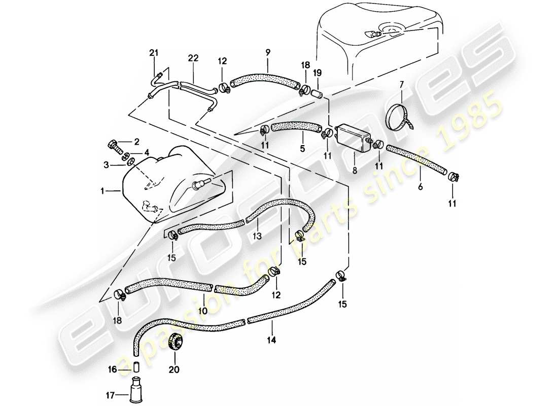 porsche 911 (1986) tank ventilation part diagram