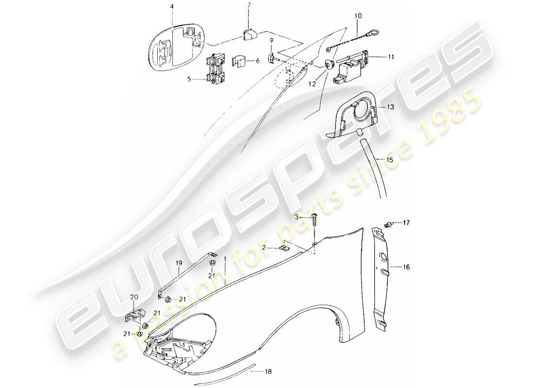 porsche boxster 986 (2004) fender part diagram