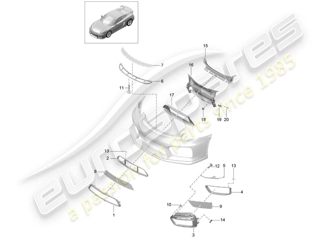 porsche cayman gt4 (2016) bumper part diagram