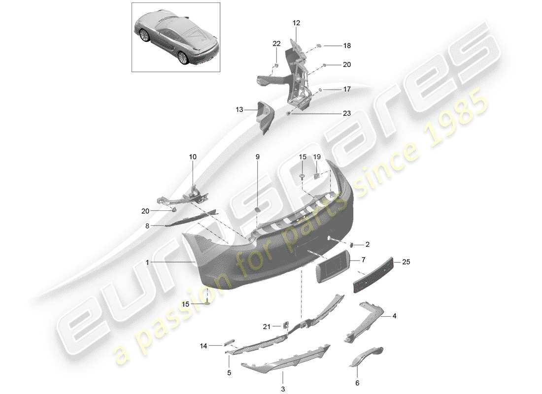 porsche cayman gt4 (2016) bumper part diagram