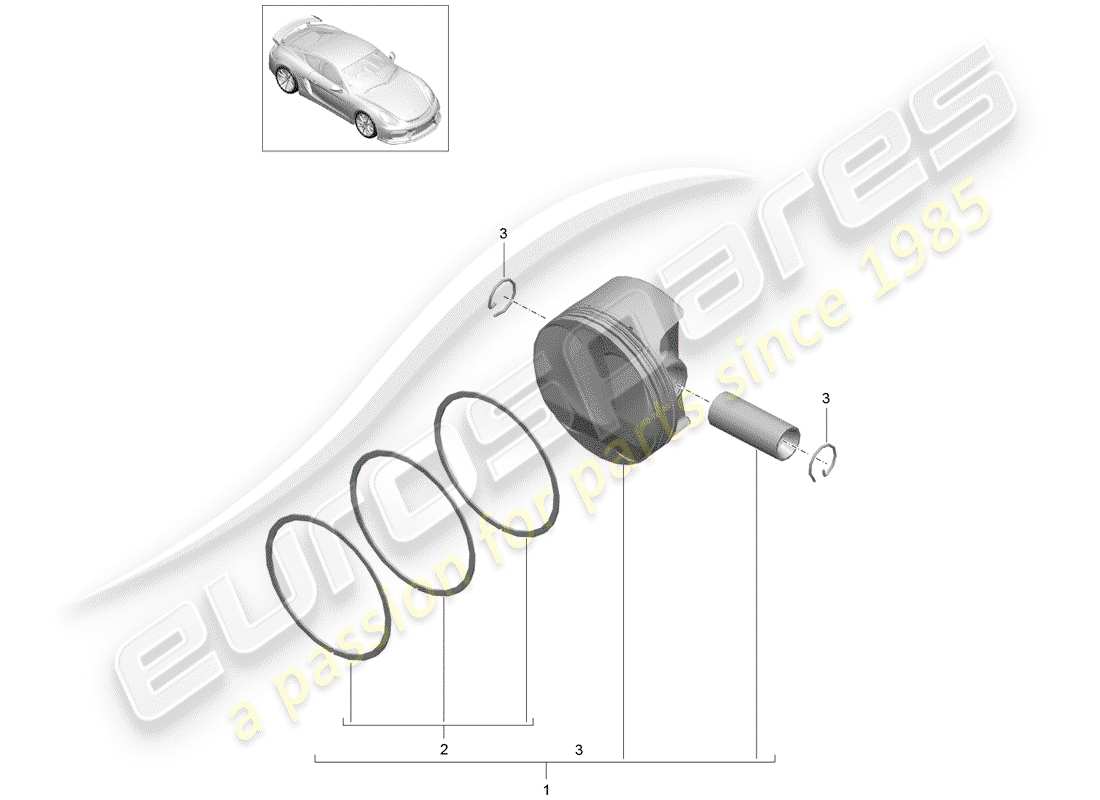 porsche cayman gt4 (2016) piston part diagram