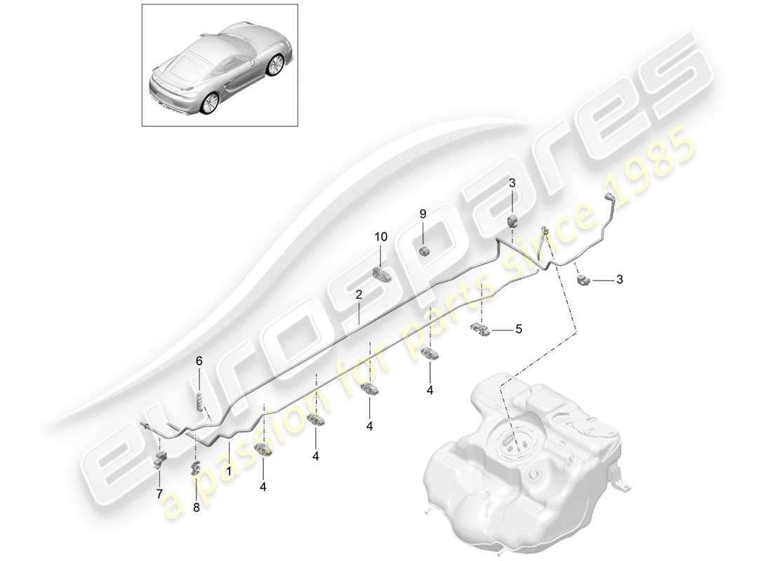 porsche cayman gt4 (2016) fuel system part diagram