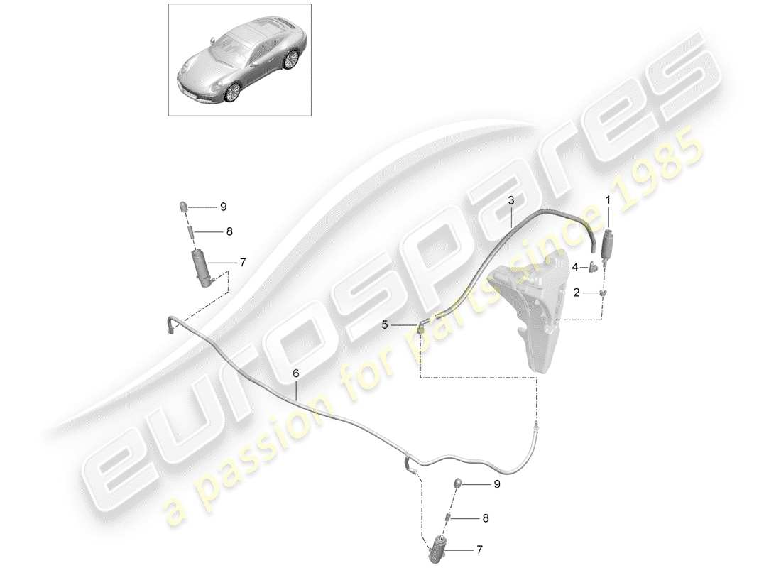 porsche 991 gen. 2 (2017) headlight washer system part diagram