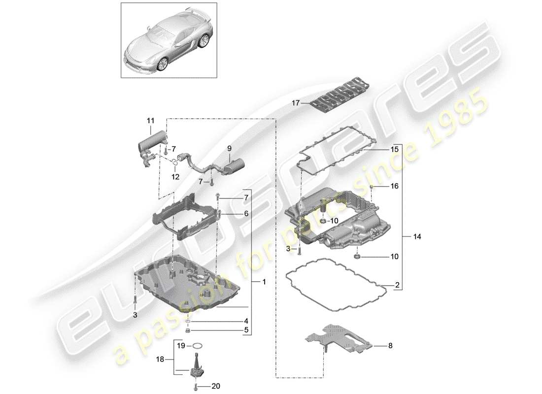 porsche cayman gt4 (2016) oil pan part diagram