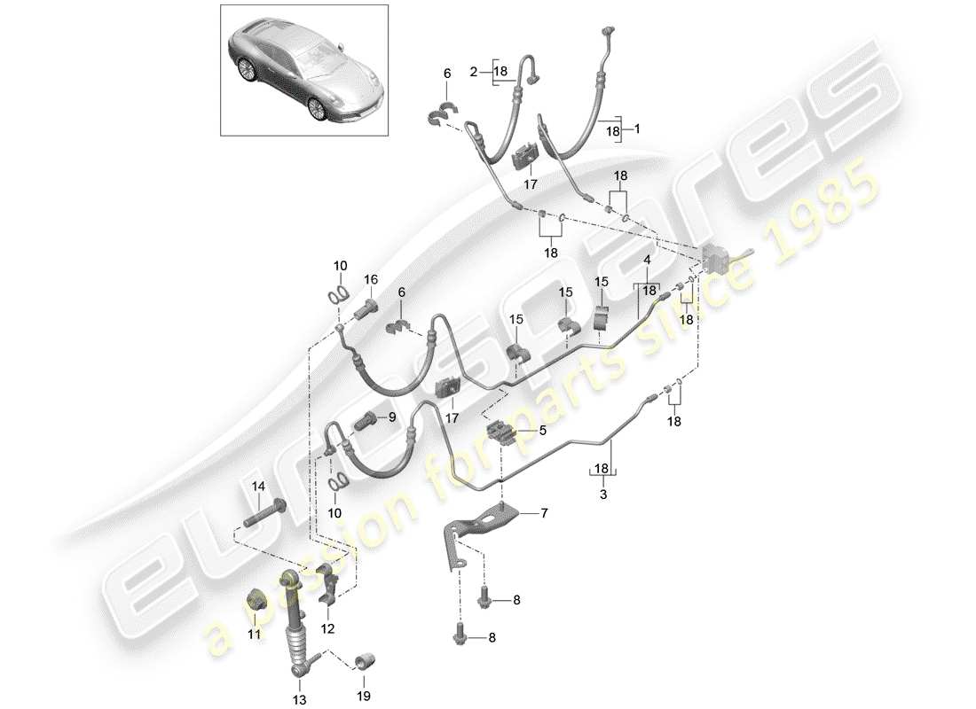 porsche 991 gen. 2 (2018) hydraulic line part diagram