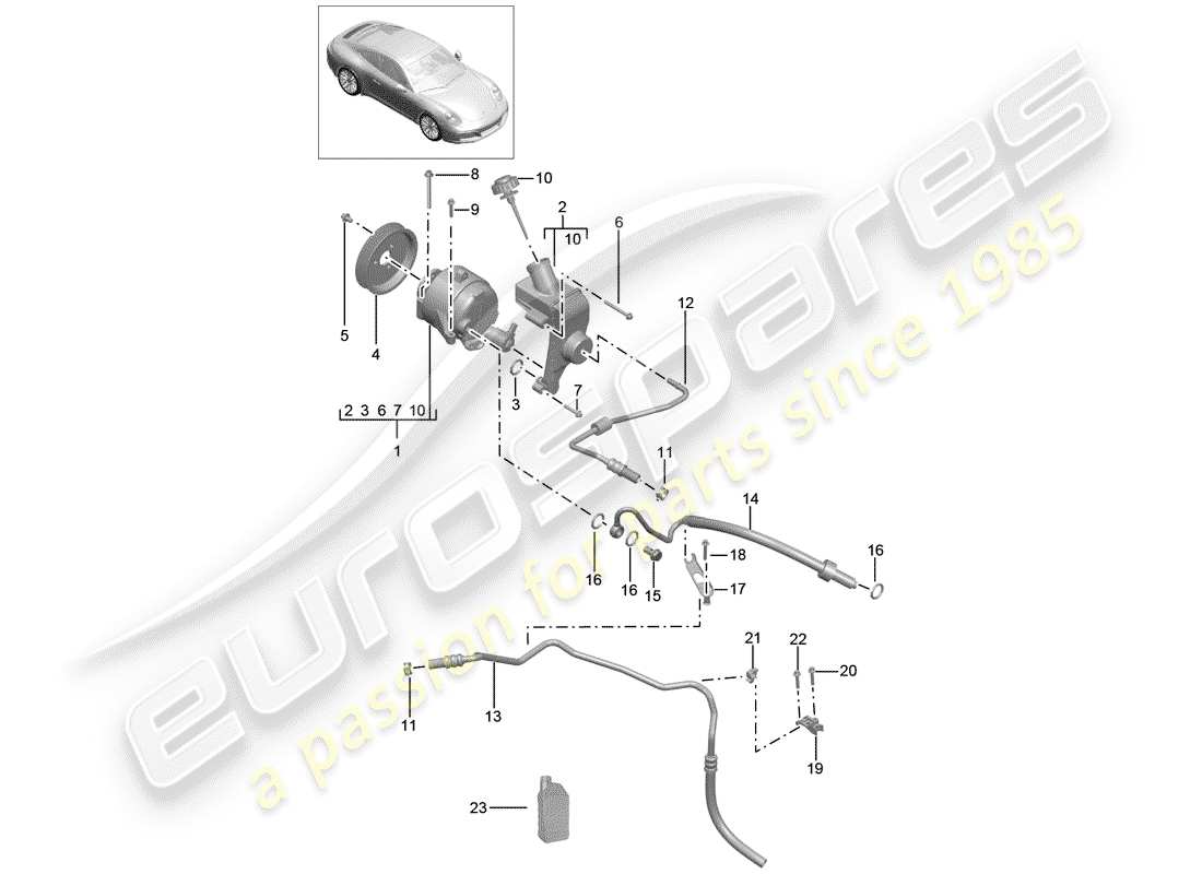 porsche 991 gen. 2 (2018) hydraulic line part diagram