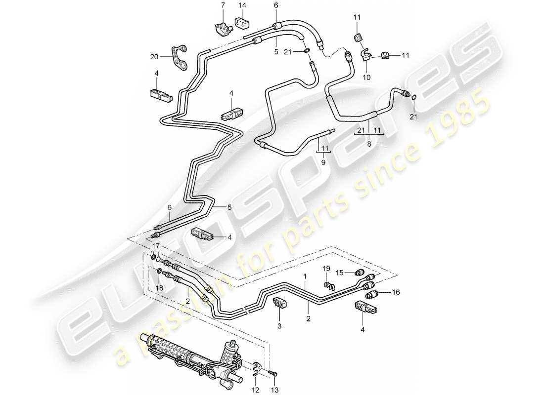 porsche 996 (2000) power steering - hydraulic line - f 99-4s630 357>> - f 99-4s603 929>> - f 99-4s642 726>> part diagram