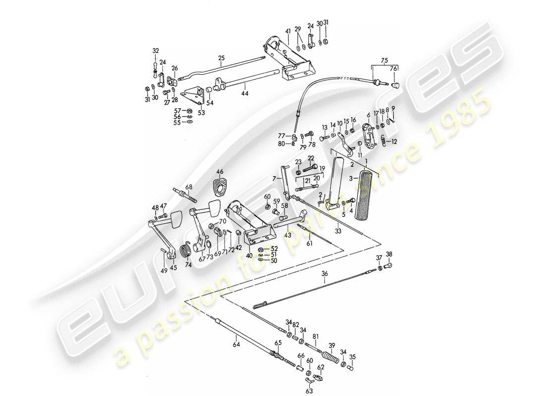 porsche 356b/356c (1964) pedals part diagram