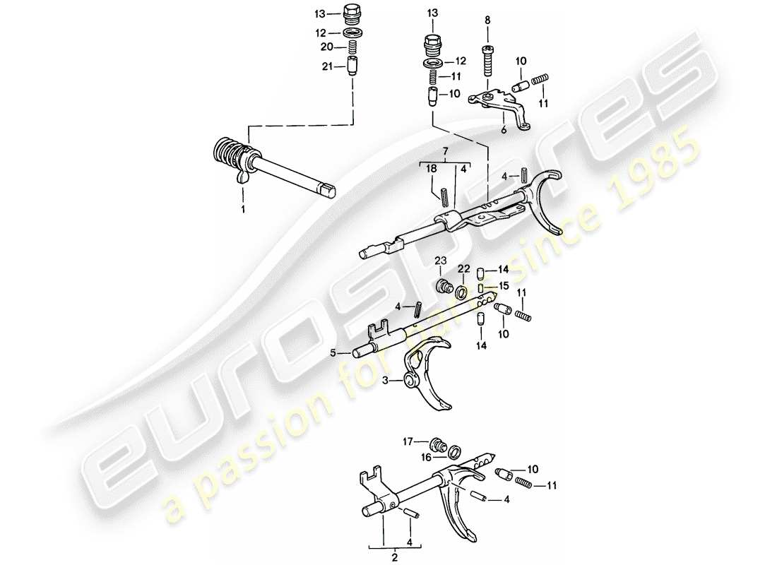 porsche 944 (1986) transmission control - - manual gearbox part diagram