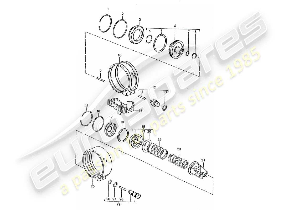 porsche 928 (1994) automatic transmission - brake bands part diagram