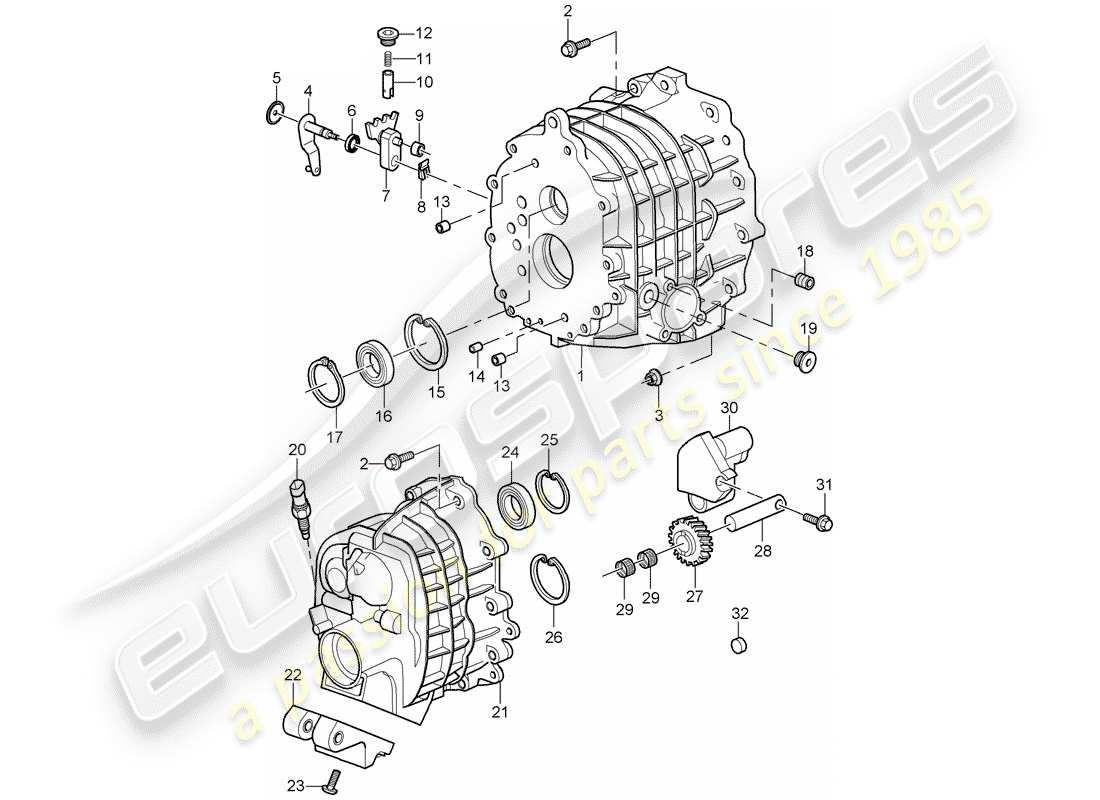 porsche 997 t/gt2 (2009) gear housing part diagram