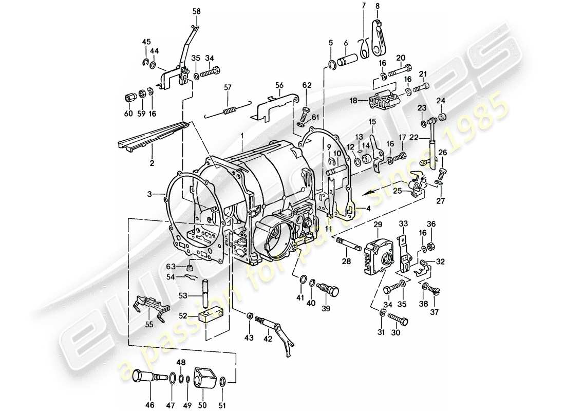 porsche 928 (1984) automatic transmission - transmission case - 2 - d - mj 1983>> - mj 1983 part diagram