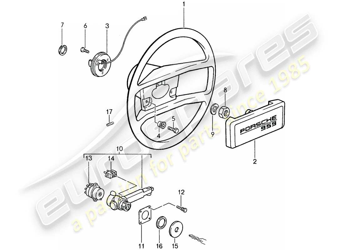 porsche 959 (1987) steering wheel part diagram