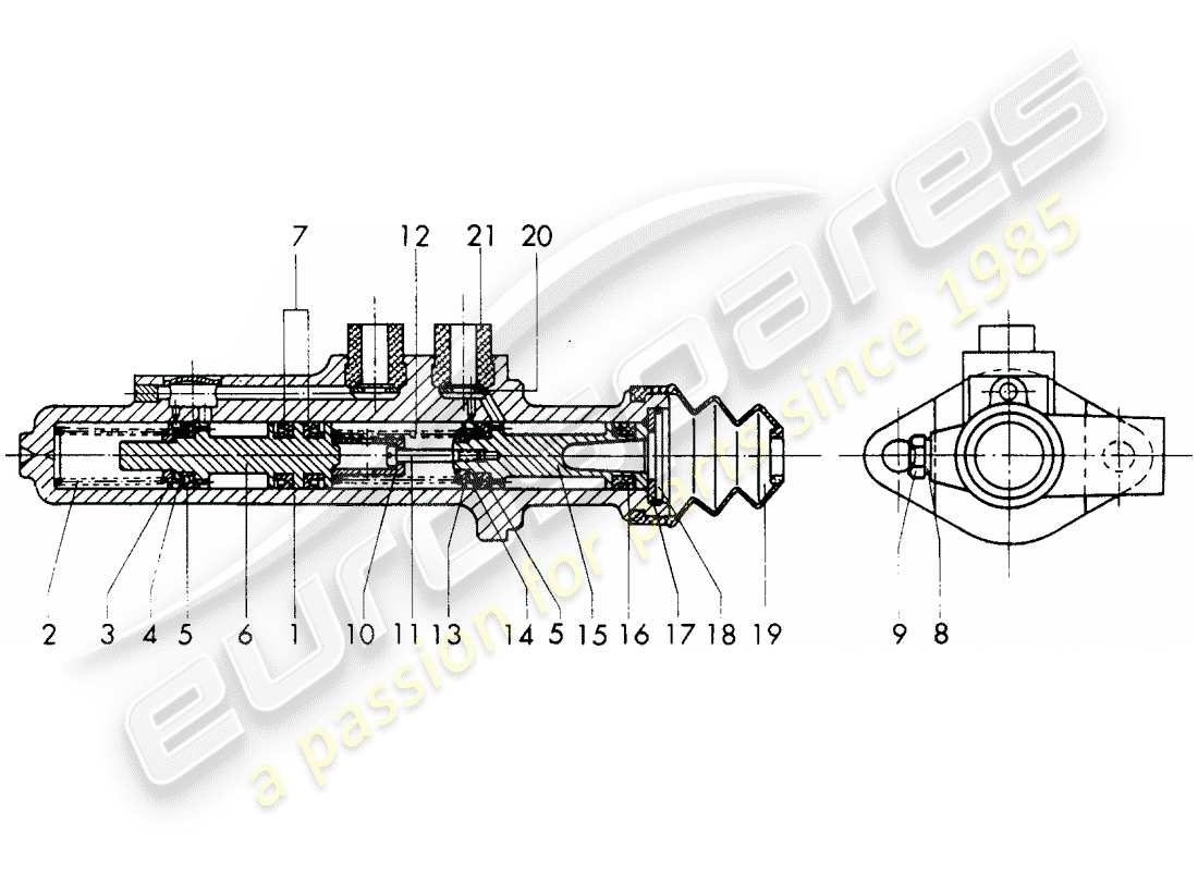 porsche 911/912 (1968) brake master cylinder - $ 19,05 - without: - warning function - single parts - d - mj 1969>> - mj 1969 part diagram