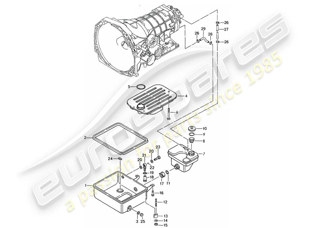 porsche 968 (1995) tiptronic - oil pan - oil strainer part diagram