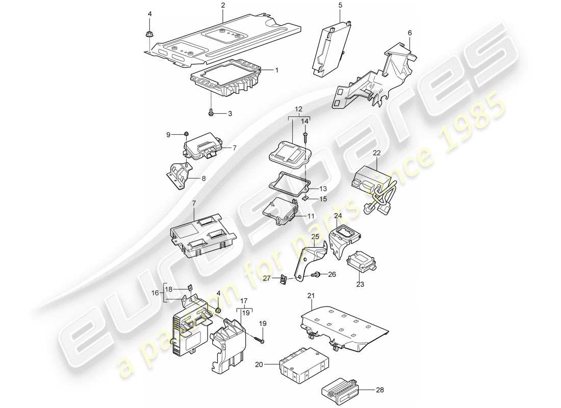 porsche 997 t/gt2 (2008) control units part diagram