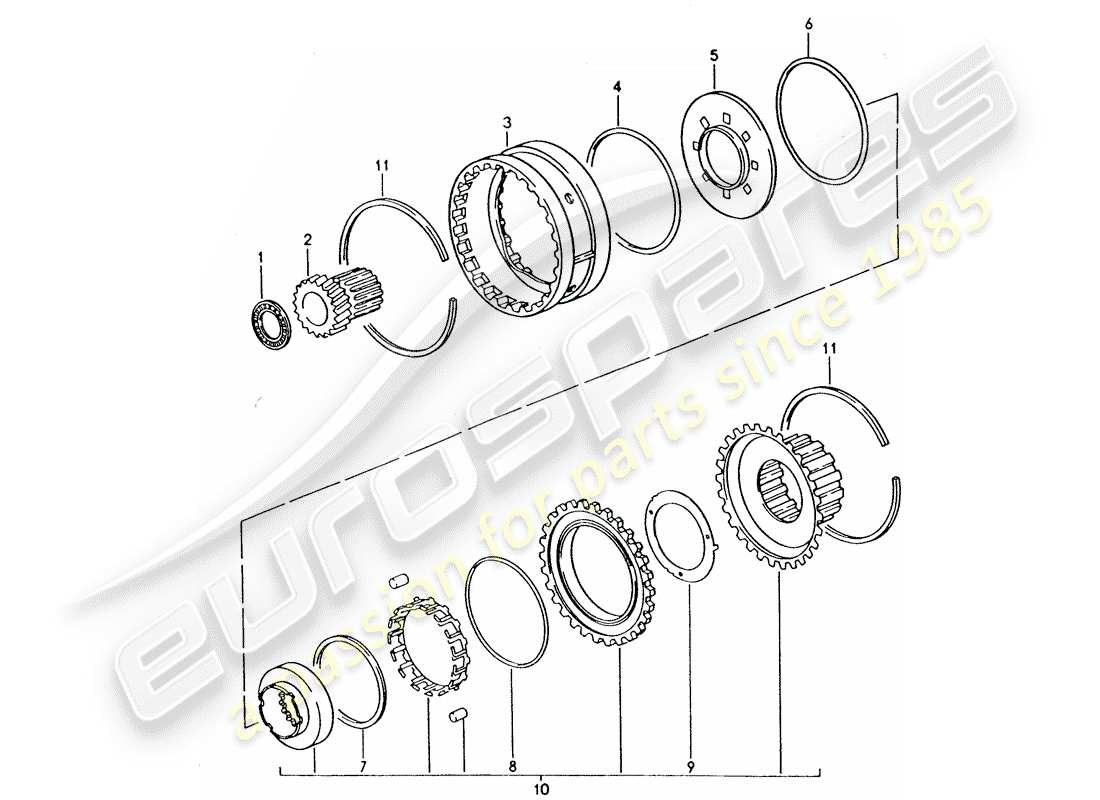 porsche 928 (1994) automatic transmission - freewheel part diagram