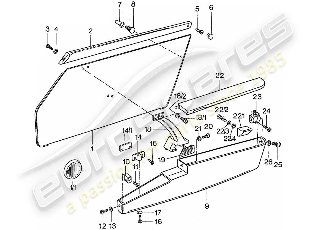 porsche 911 (1977) door panel part diagram