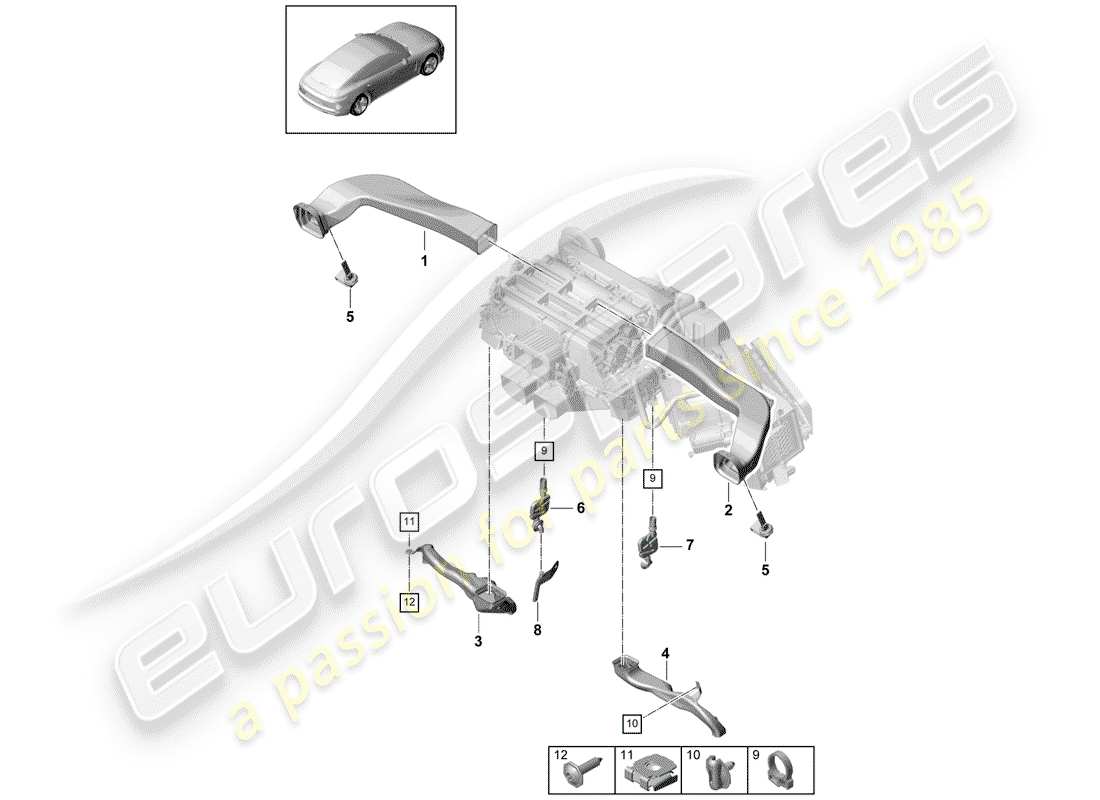 porsche panamera 971 (2020) air duct part diagram