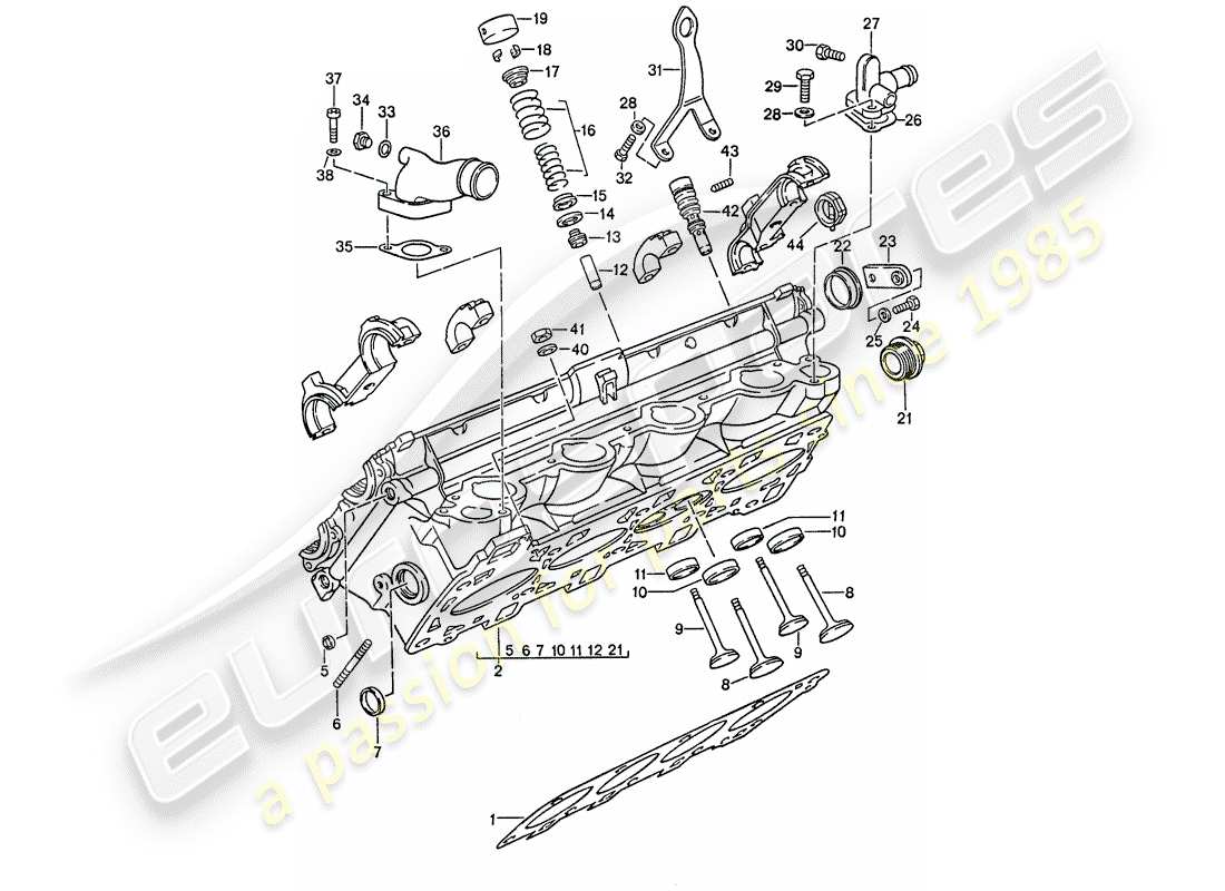 porsche 944 (1991) cylinder head - valves part diagram