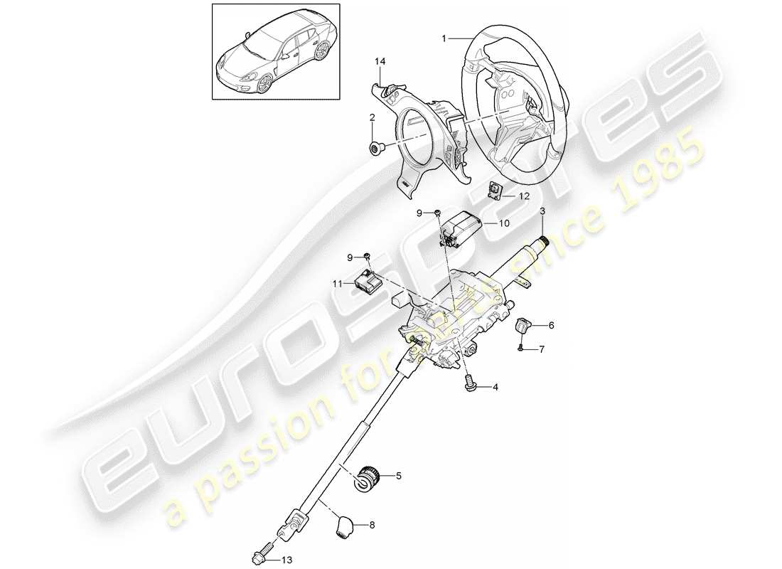 porsche panamera 970 (2015) steering wheels part diagram